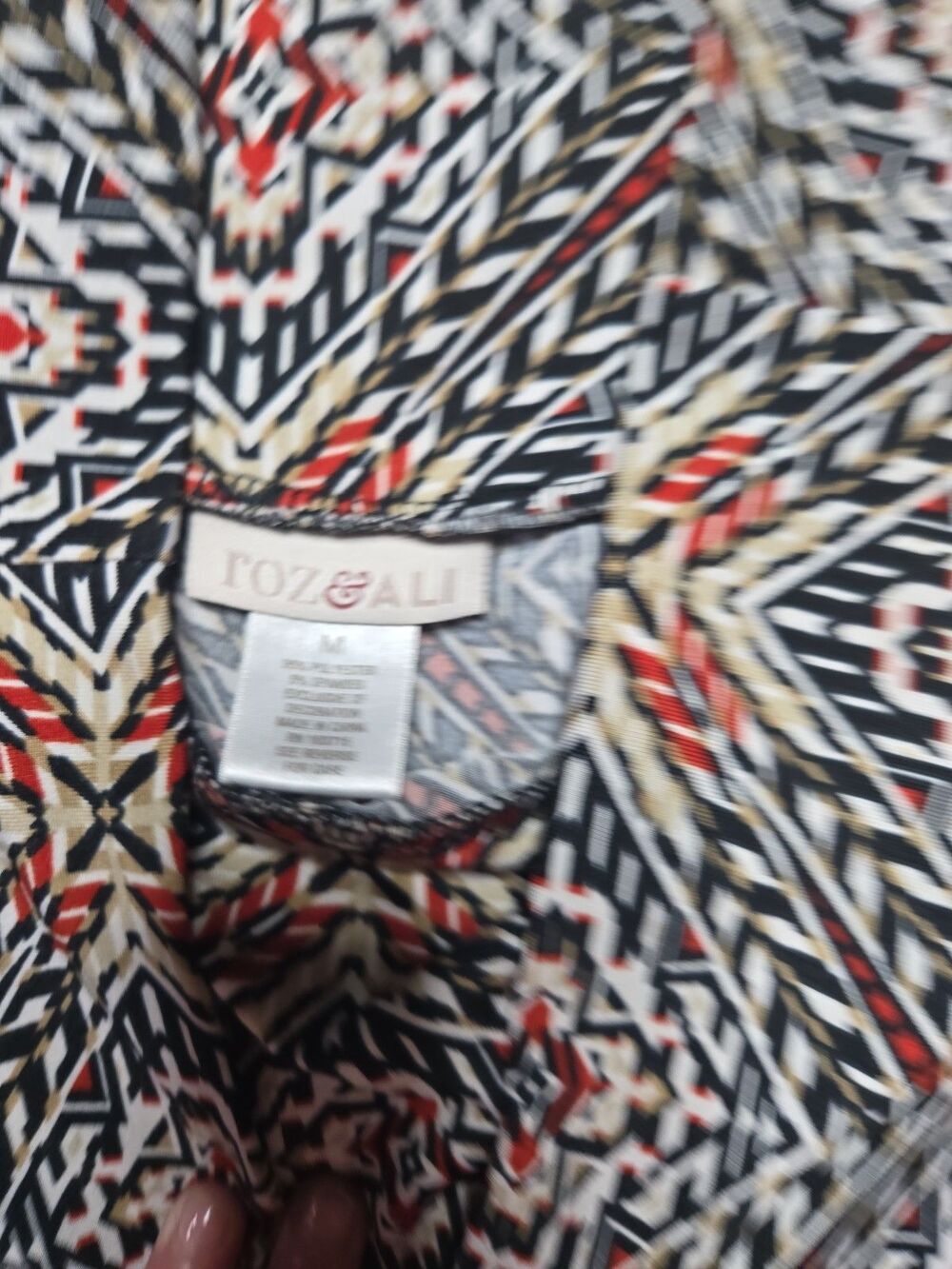 Roz &  Palazzo Geometric Print Stretch Wide-Leg Pull-On Pants Size Medium - Picture 6 of 7
